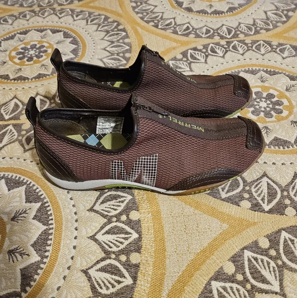 Merrell Barrado espresso brown zip-up leather canvas performance sneakers shoes - Picture 2 of 4